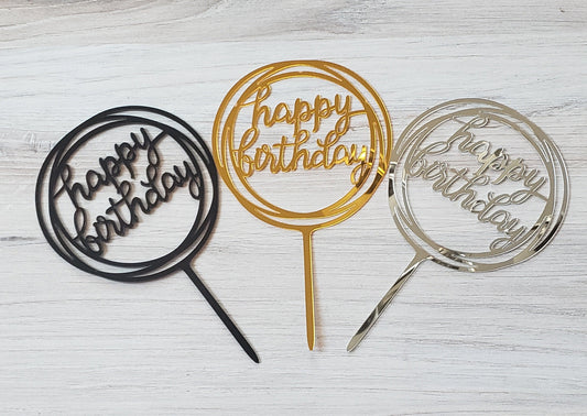 Happy Birthday (Circle) Cake Toppers