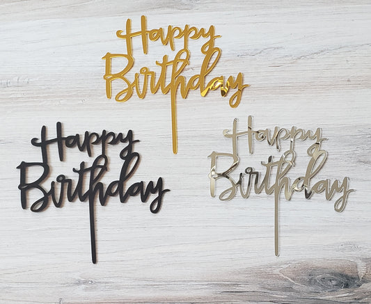 Happy Birthday (Script) Cake Toppers